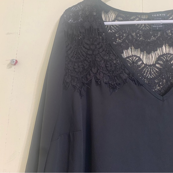 TORRID Torrid Black Lace Long Sleeve Sheer Blouse Top Size 2X. - Picture 9 of 13